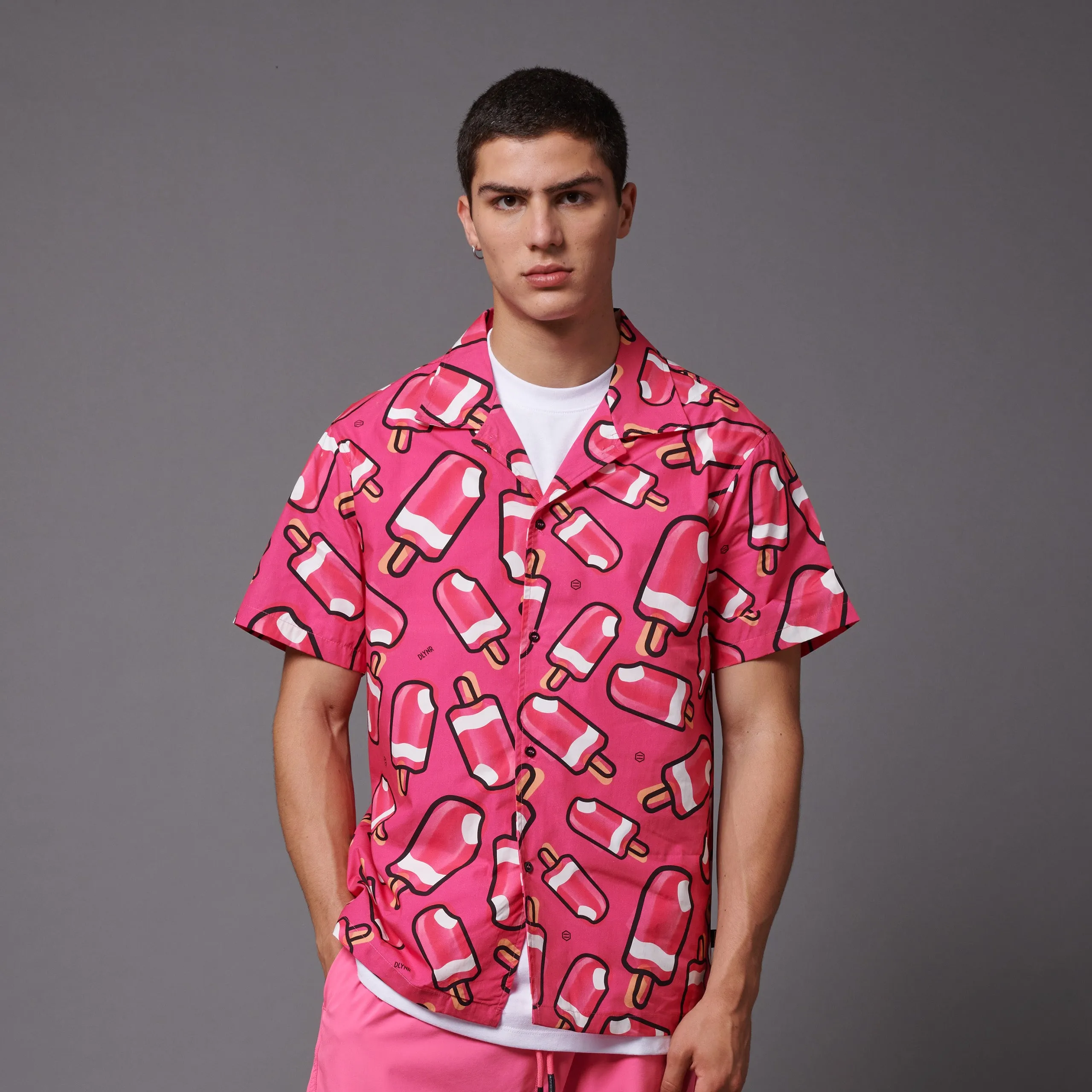 MAMBO Pattern alla Fragola Bowling Shirt