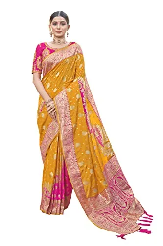 MANOHARI Most Trendy Banarasi Silk Woven Pattern Jacquard Saree for Women With Blouse Piece_MN1715