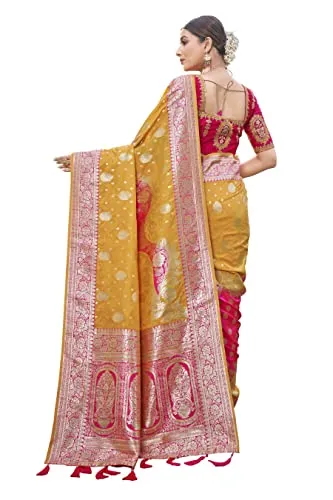 MANOHARI Most Trendy Banarasi Silk Woven Pattern Jacquard Saree for Women With Blouse Piece_MN1715