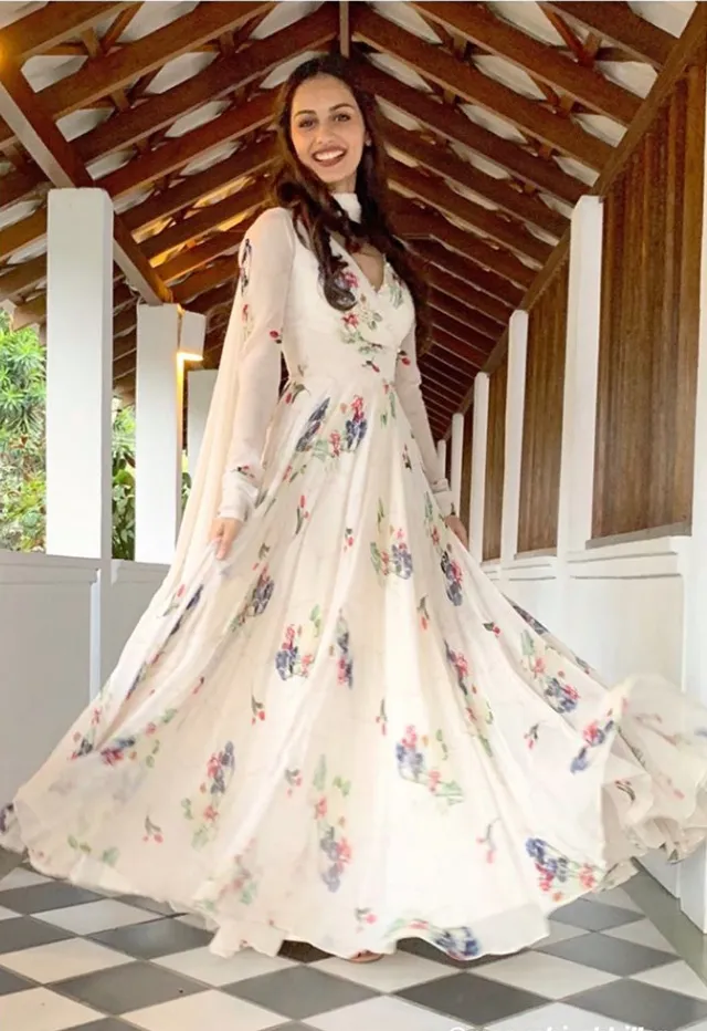 Manushi Chillar In Our Ivory Angrakha Style Anarkali Set