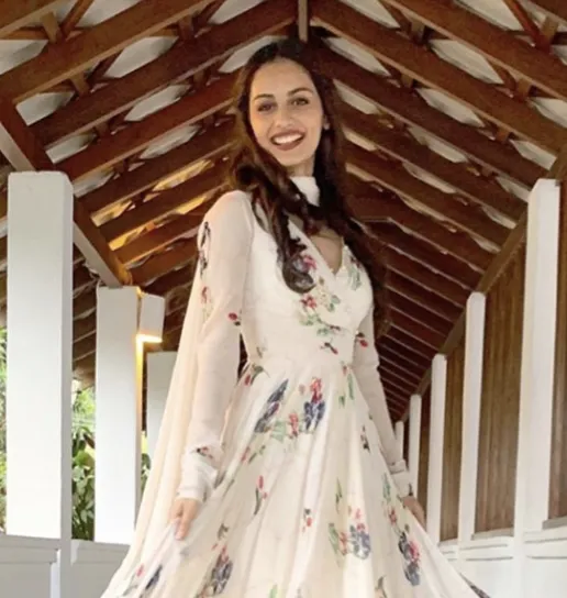 Manushi Chillar In Our Ivory Angrakha Style Anarkali Set