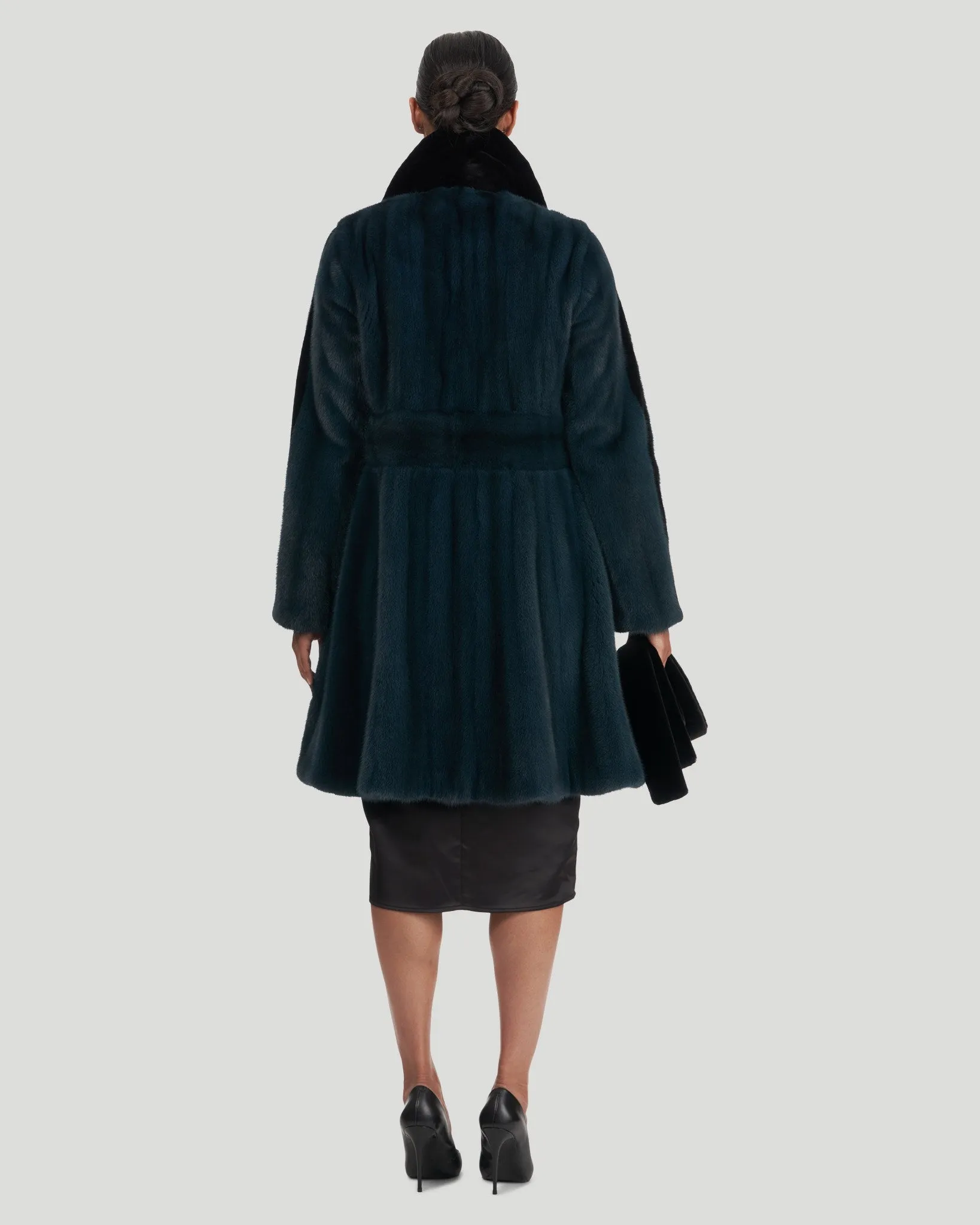 Mink Short Coat with Sheared Mink Trim