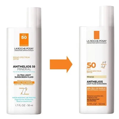 Open Box - La Roche-Posay Anthelios Ultra-Light Fluid Mineral Face Sunscreen with Zinc Oxide – SPF 50 - 1.7 fl oz