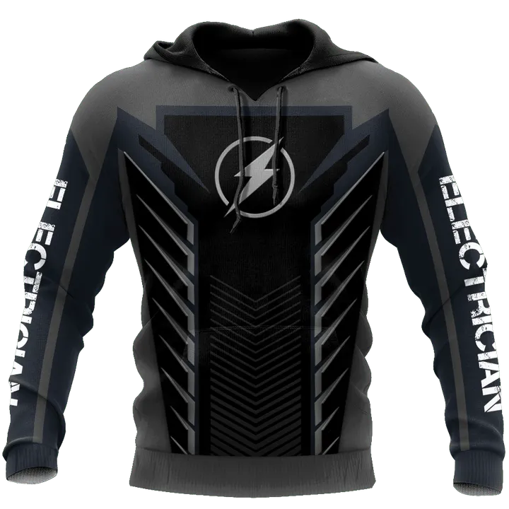 Personalized Name Electrician Metal Pattern 3D Full Printed Sweatshirt Hoodie, Christmas Gift for Electrician