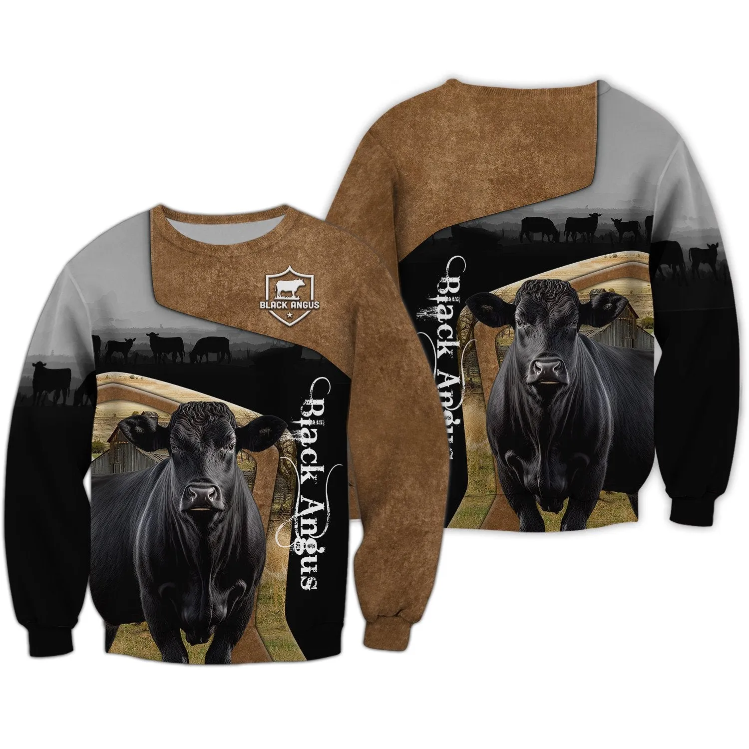 Personalized Name Farm Black Angus Cattle Sweatshirt Christmas Gift