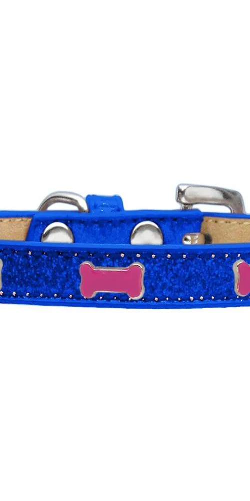 Pink Bone Widget Dog Collar Blue Ice Cream Size 10