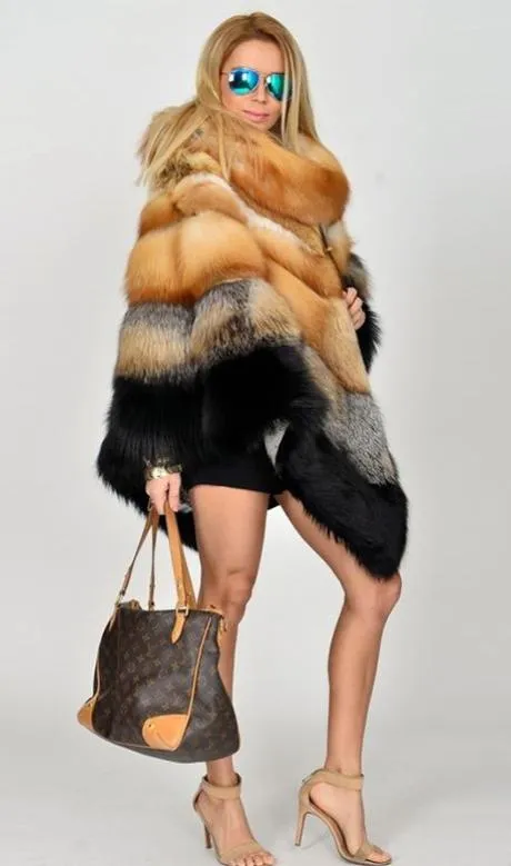 Real Fur Natural Fox Poncho