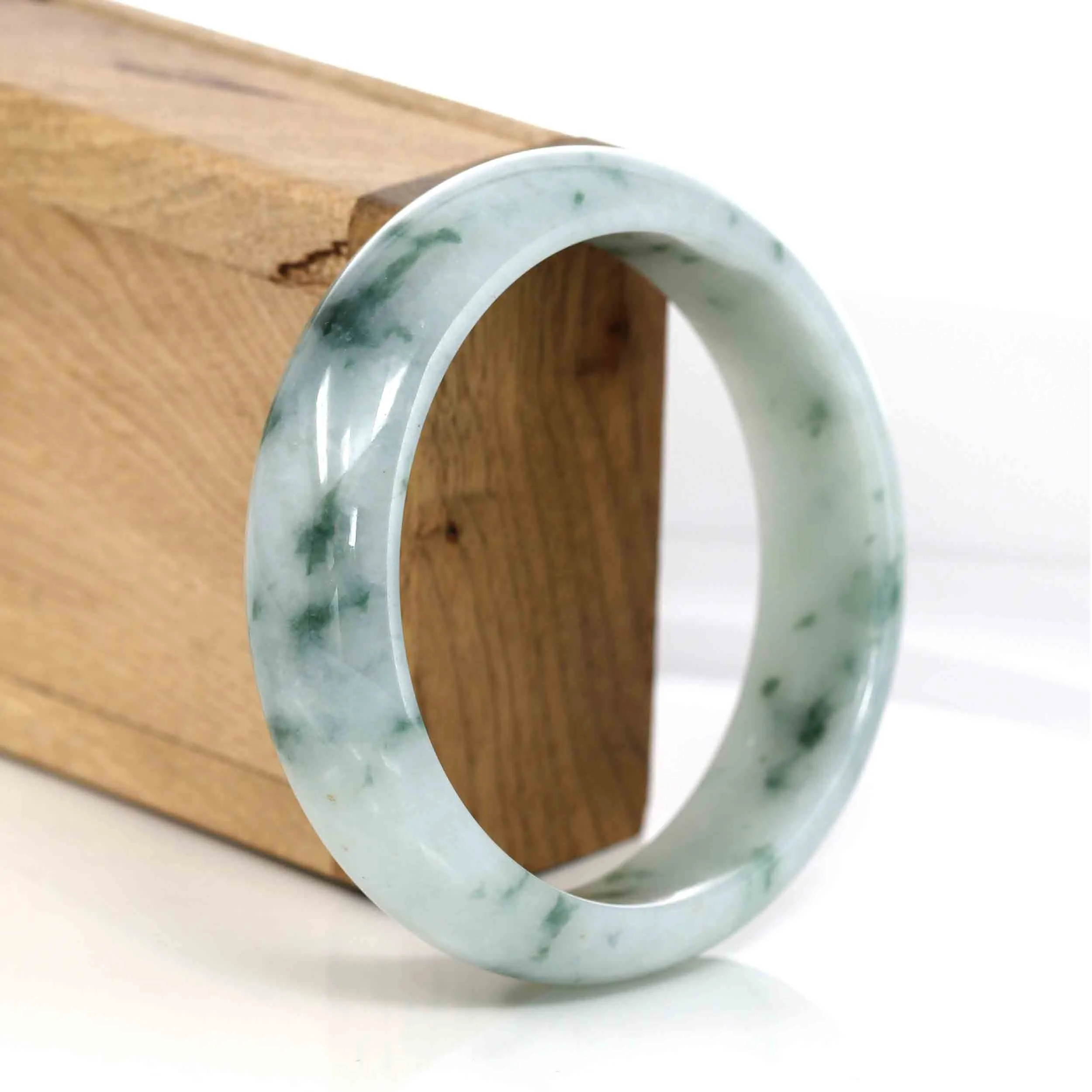 RealJade® Co. Classic Real Blue- Green Jade Jadeite Bangle Bracelet (60.31 mm)#308