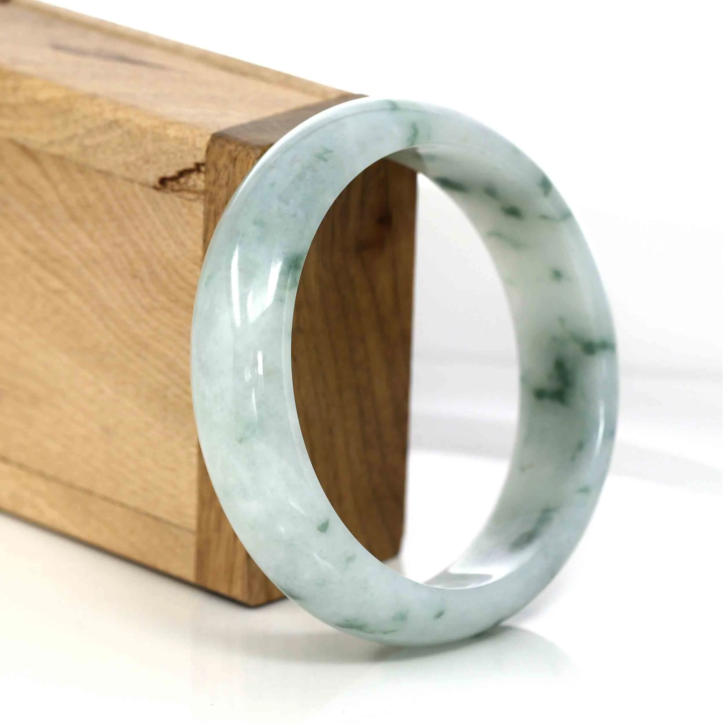 RealJade® Co. Classic Real Blue- Green Jade Jadeite Bangle Bracelet (60.31 mm)#308