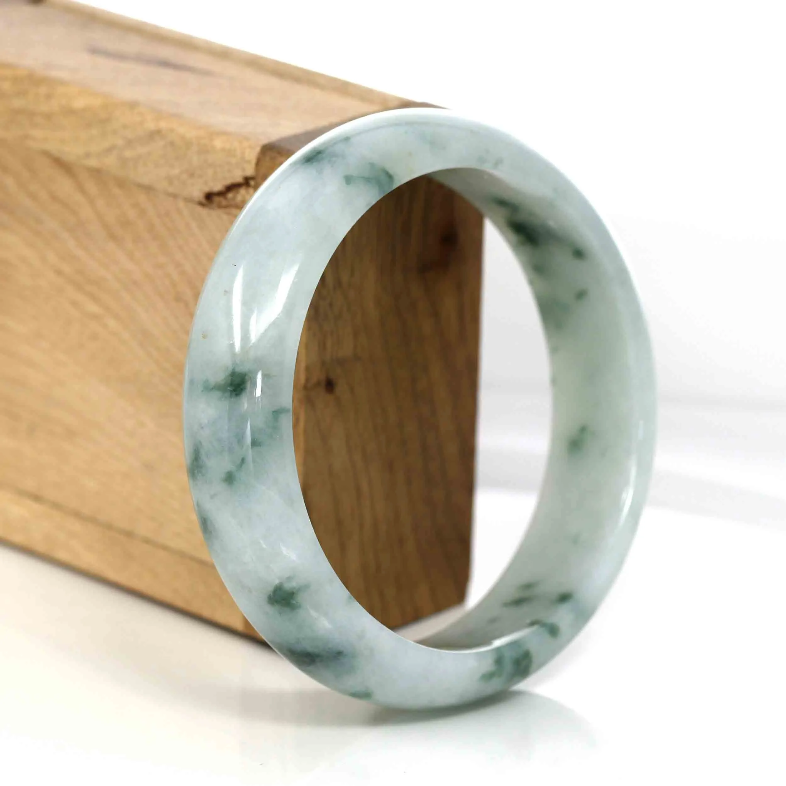 RealJade® Co. Classic Real Blue- Green Jade Jadeite Bangle Bracelet (60.31 mm)#308