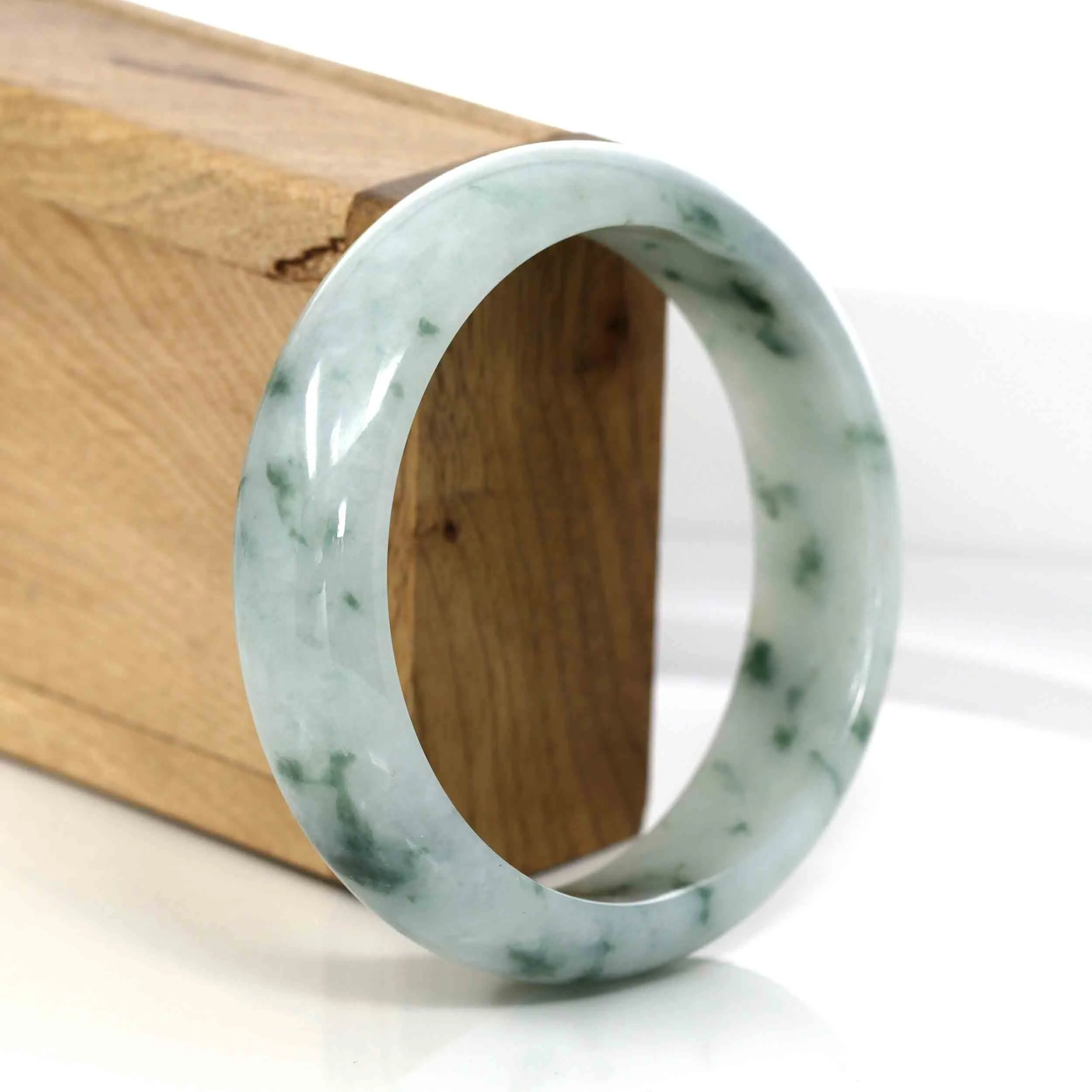 RealJade® Co. Classic Real Blue- Green Jade Jadeite Bangle Bracelet (60.31 mm)#308