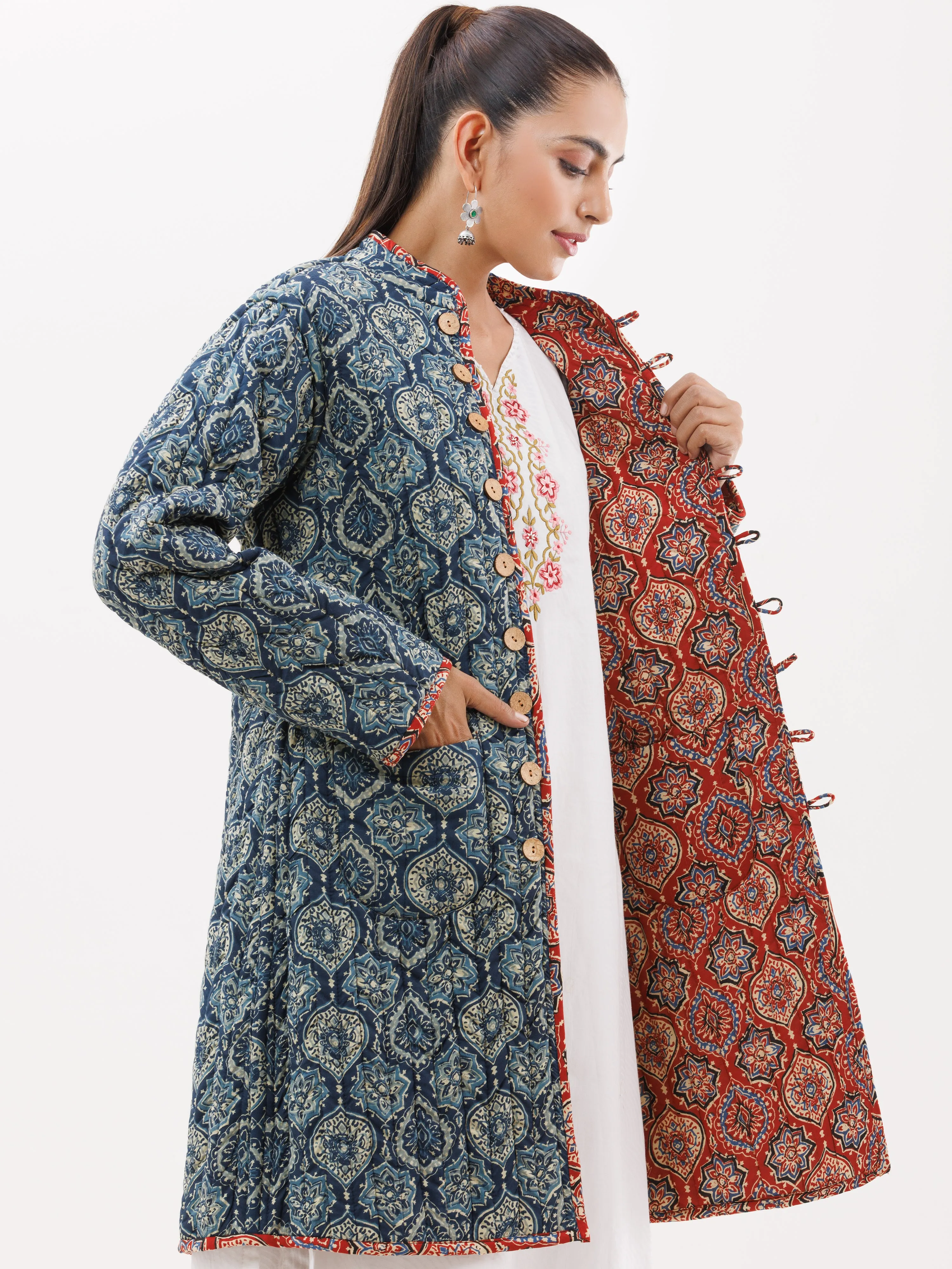 Shishir Reena Ajrakh Quilted Reversible Jacket