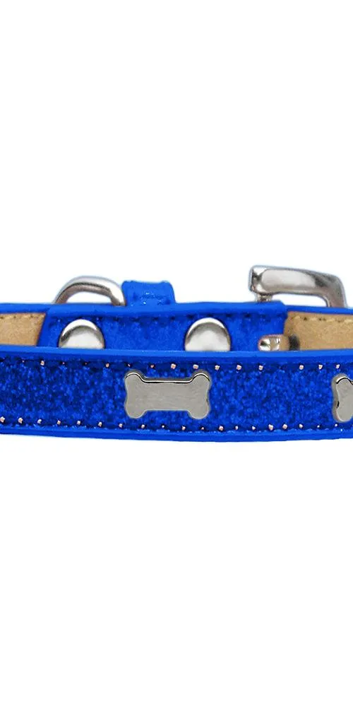 Silver Bone Widget Dog Collar Blue Ice Cream Size 20