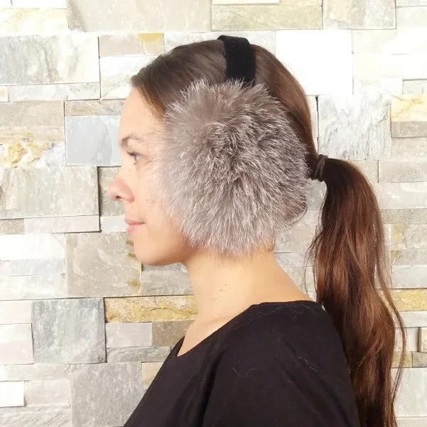 Silver Fox Fur Earmuffs