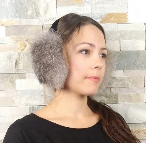 Silver Fox Fur Earmuffs