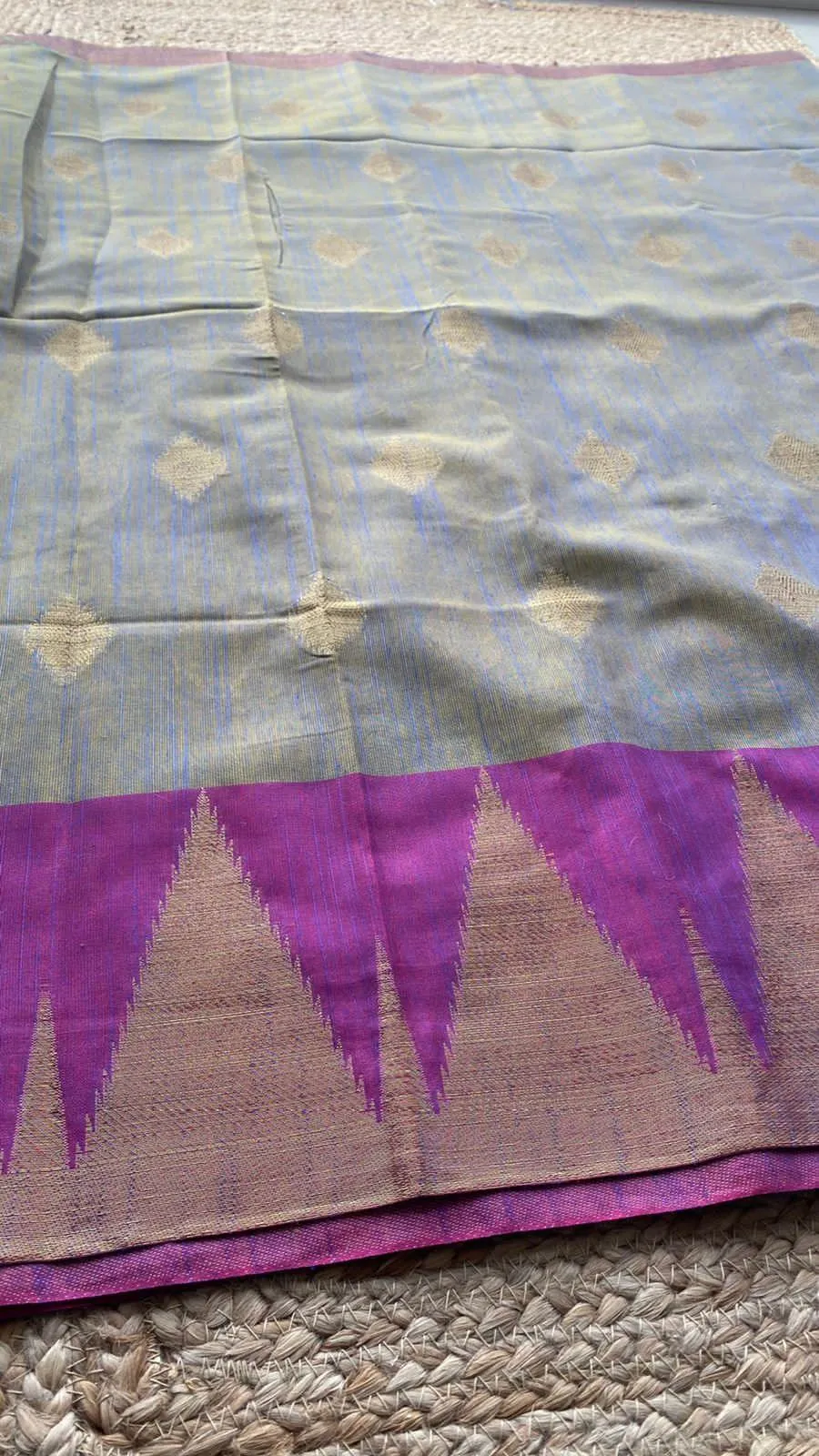 Silver grey dual shaded silk saree with blouse