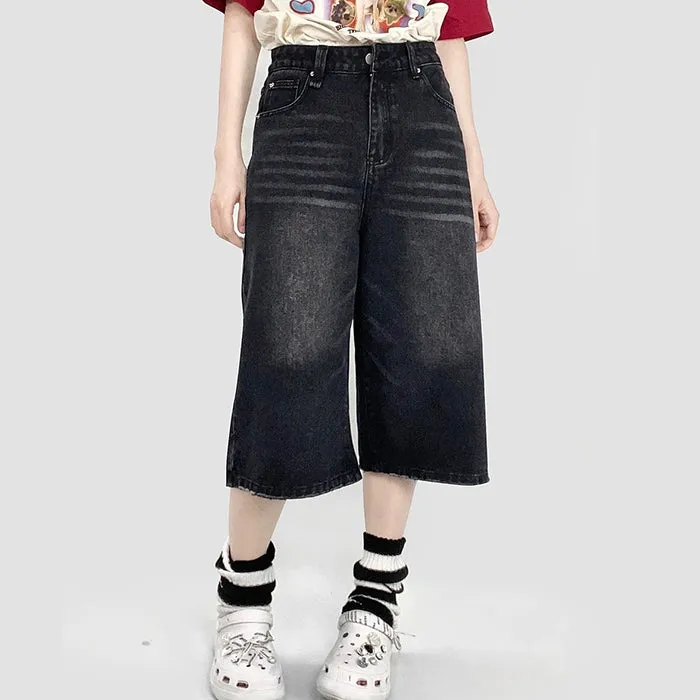 Skater Girl Denim Baggy Shorts