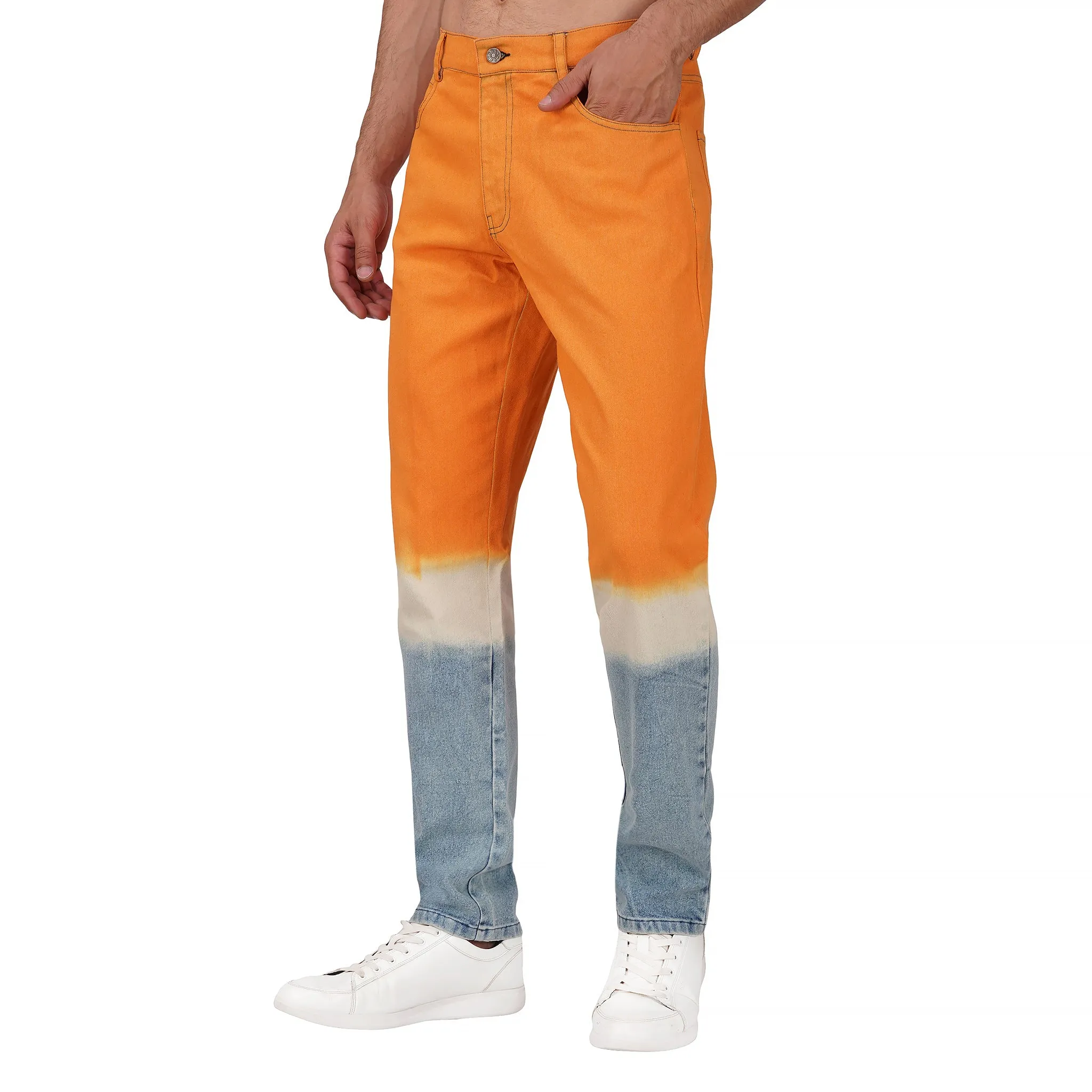 SLAY. Men's Orange White Blue Ombre Denim Jeans