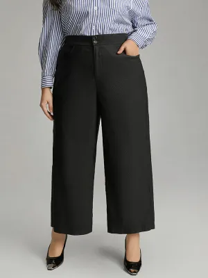 Solid Straight Leg High Rise Pants