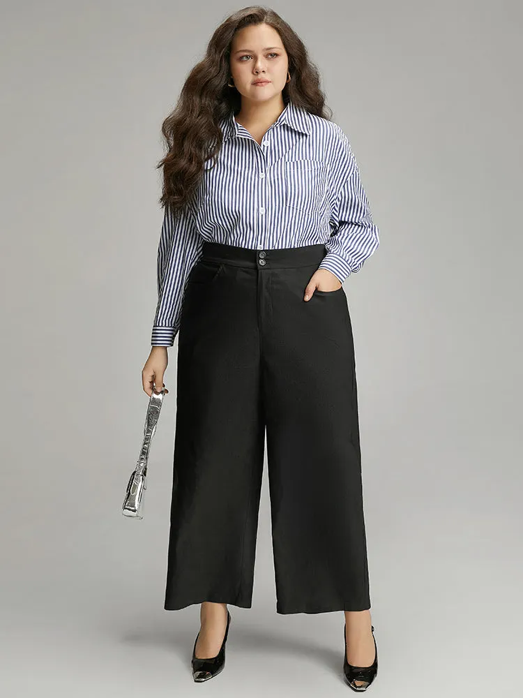 Solid Straight Leg High Rise Pants