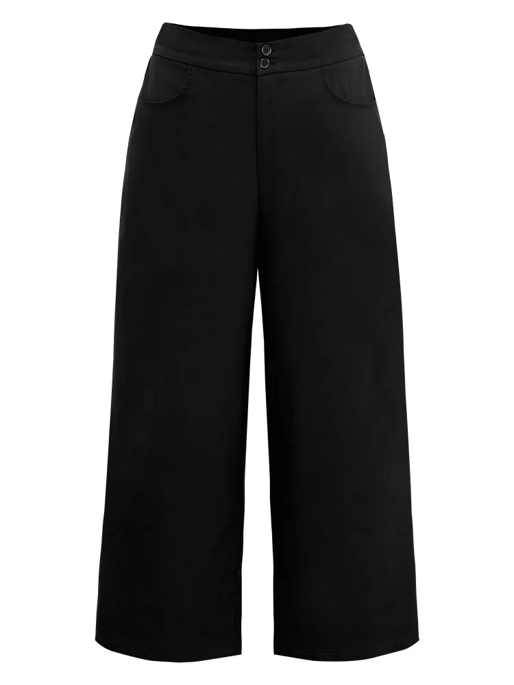 Solid Straight Leg High Rise Pants