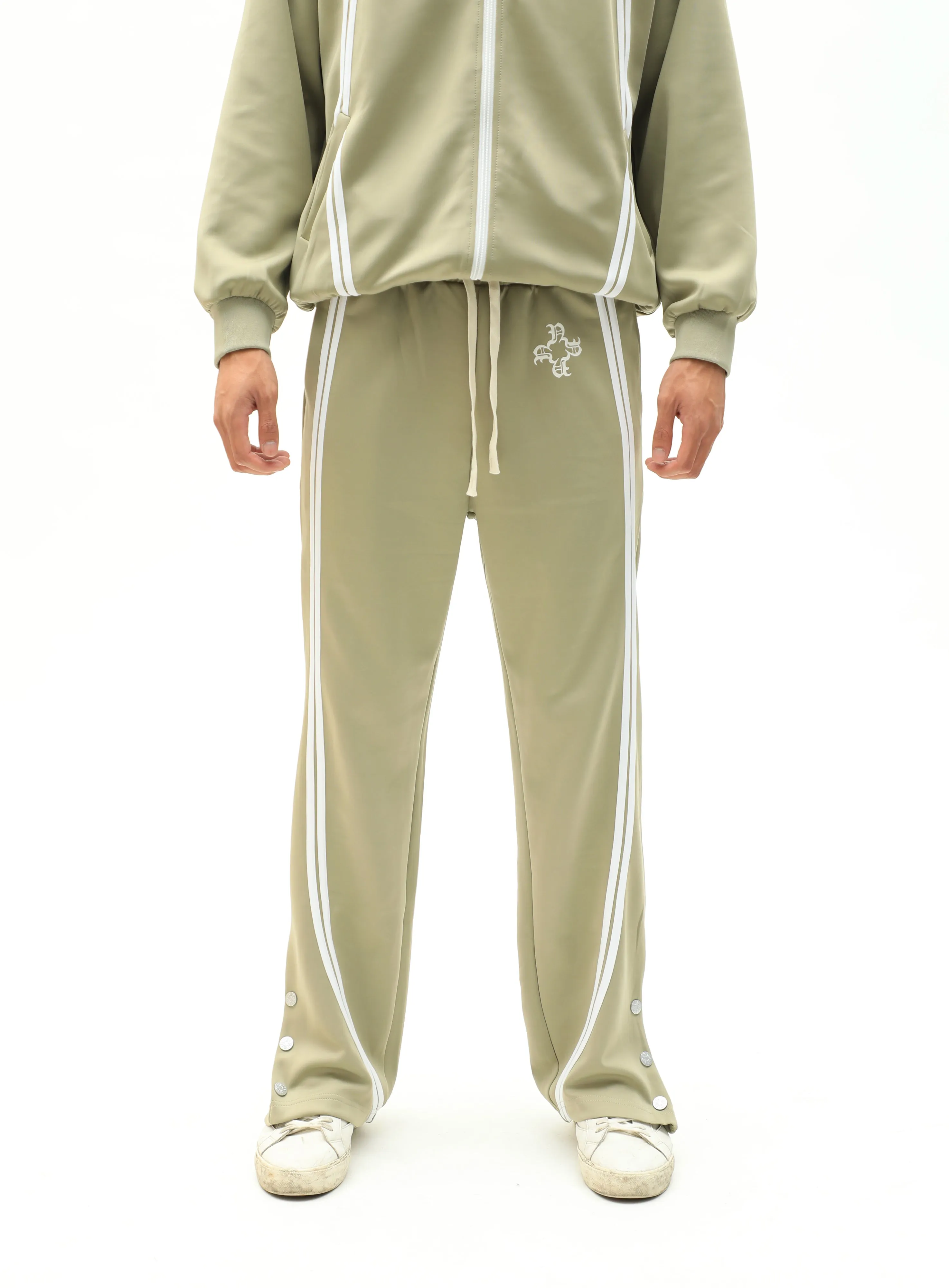 Sports Icon Tracksuit Flare Pants Beige