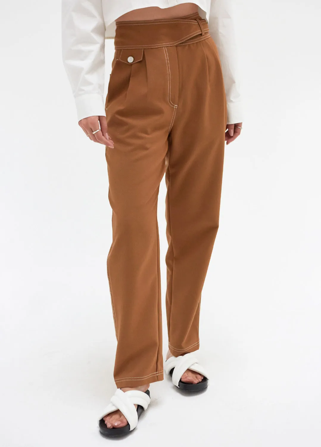 Straight Leg Camel Pants