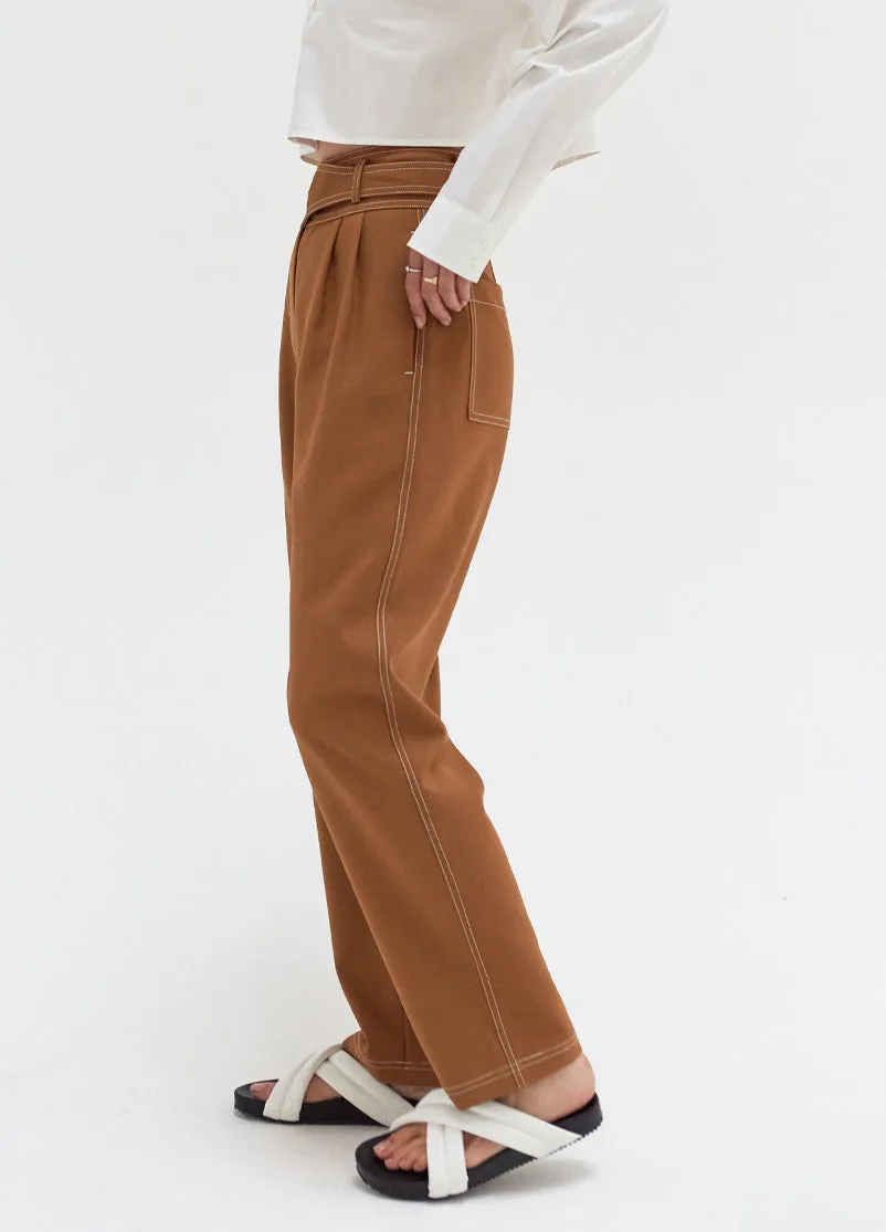 Straight Leg Camel Pants