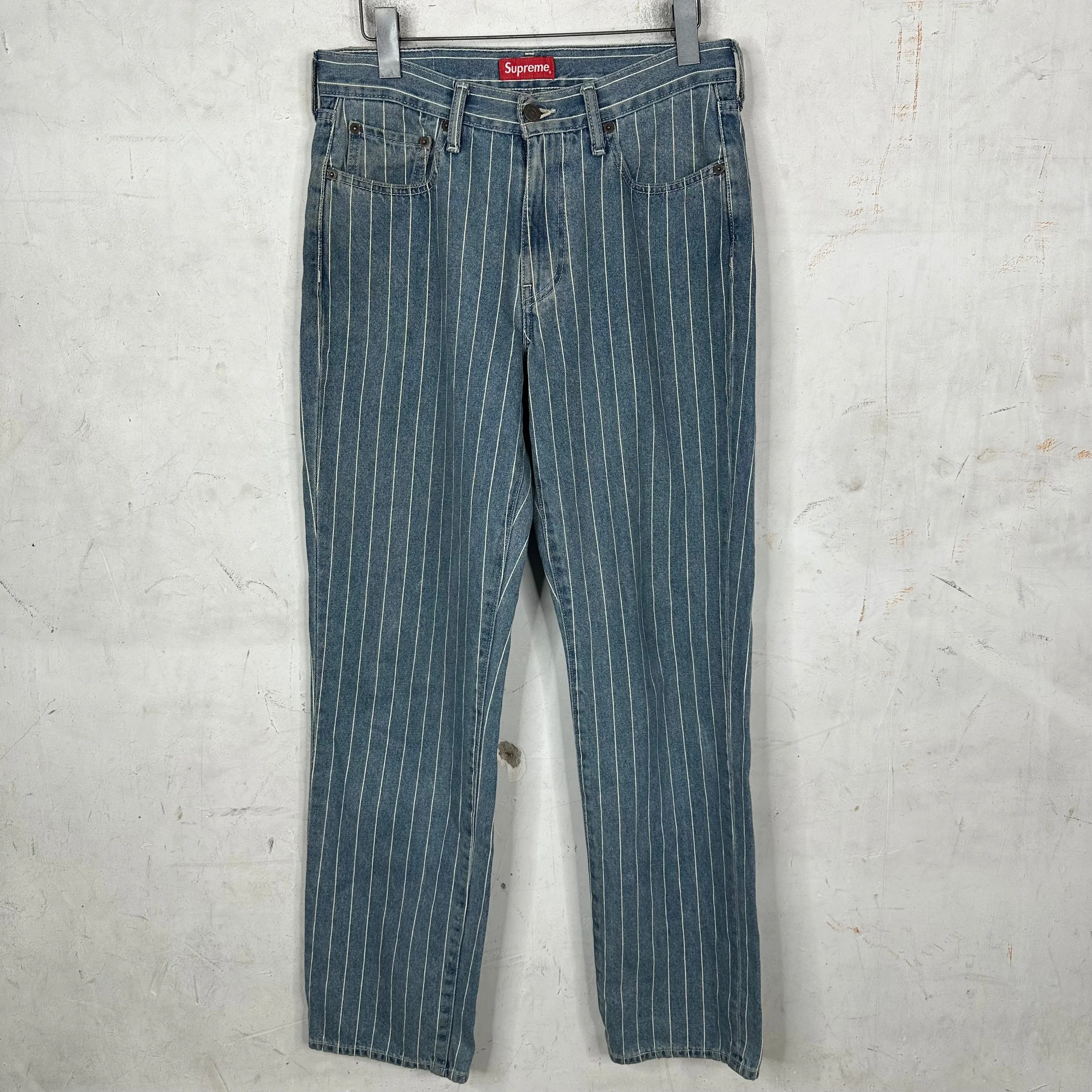 Supreme Pinstripe Levi’s Straight Leg Pants