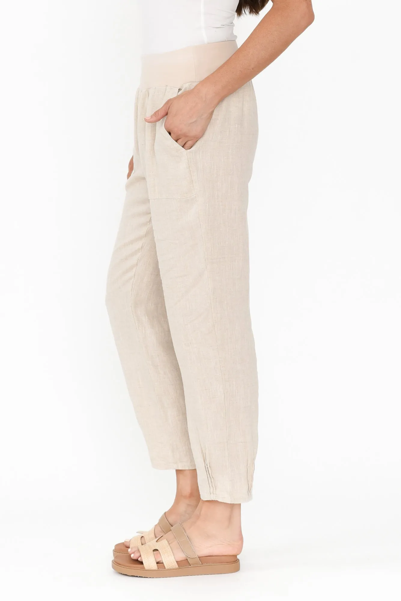 Tatum Beige Linen Pants