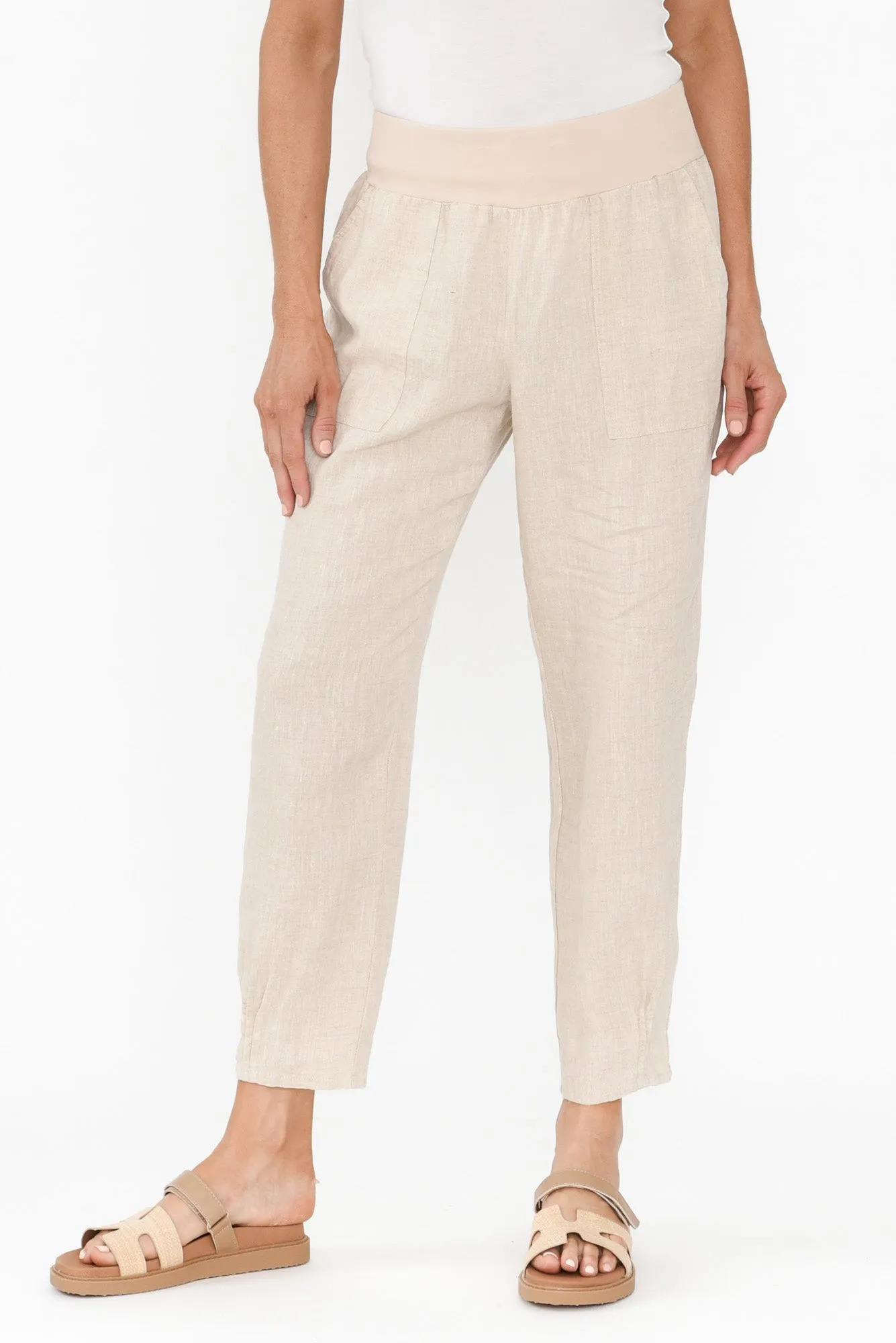 Tatum Beige Linen Pants