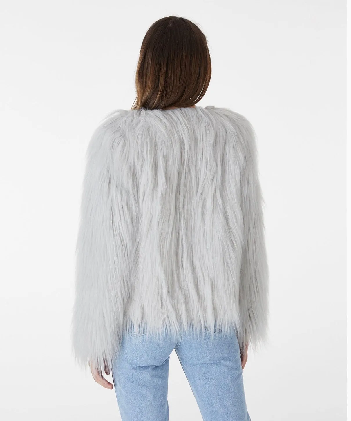 Tess light grey faux fur jacket