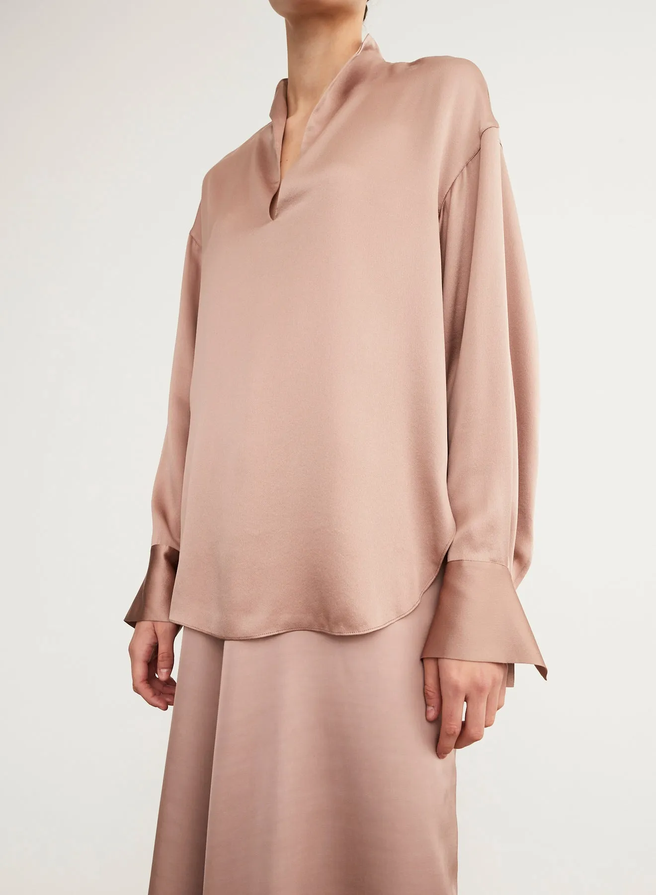 Vince Long Sleeve Slit Neck Top