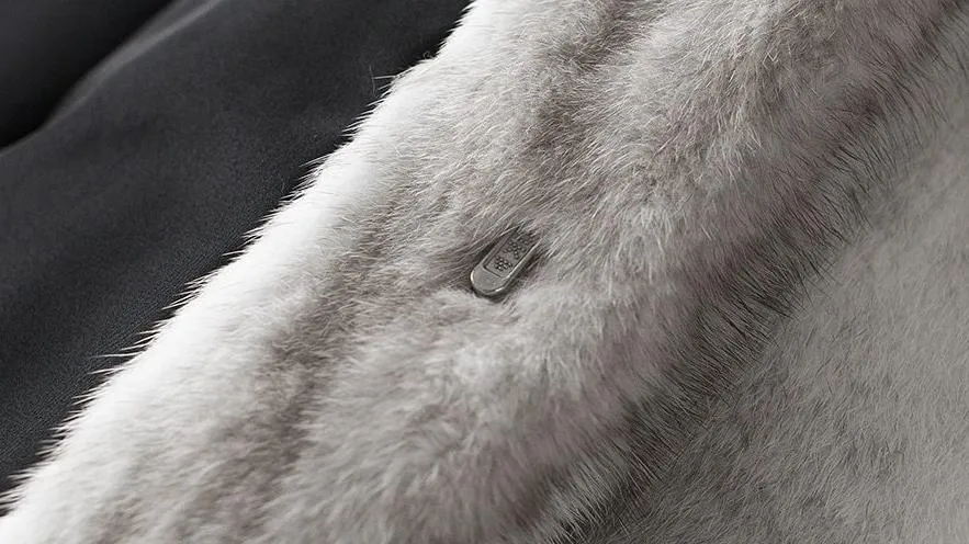 White Mink Fur Thick Real Fox Fur Collar Long Coats