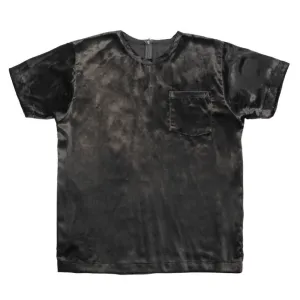 White T-Shirt | Black Panne Velvet