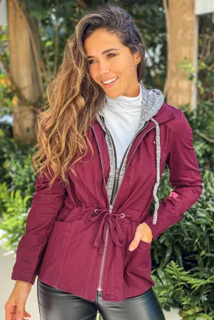 Wine Jacket with Gray Hood