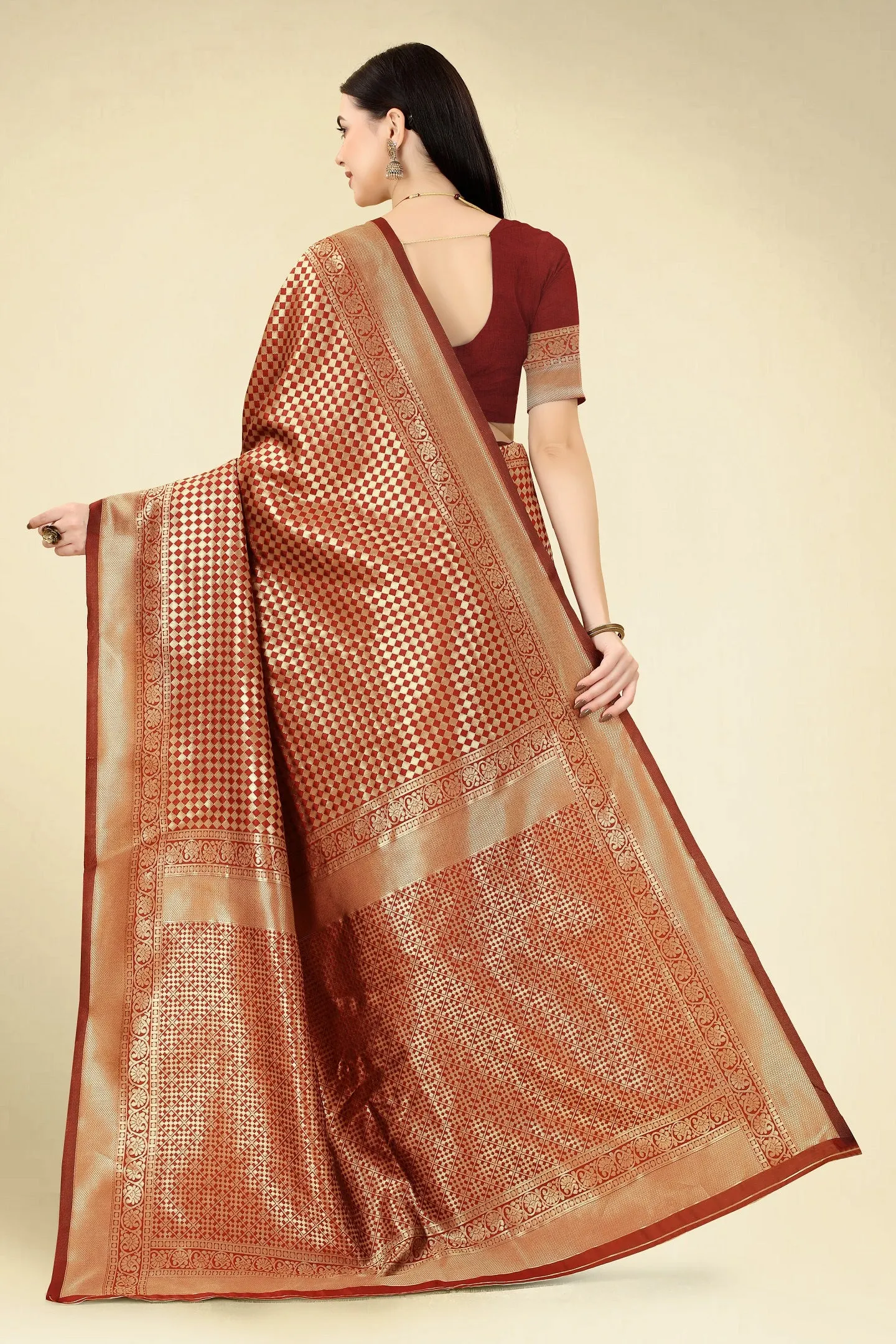 Women Party Wear Designer Maroon Colour Banarasi Silk Saree Collection