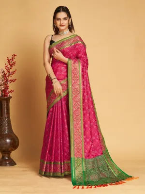 Women Party Wear Designer Pink Colour Patola Silk Saree Collection