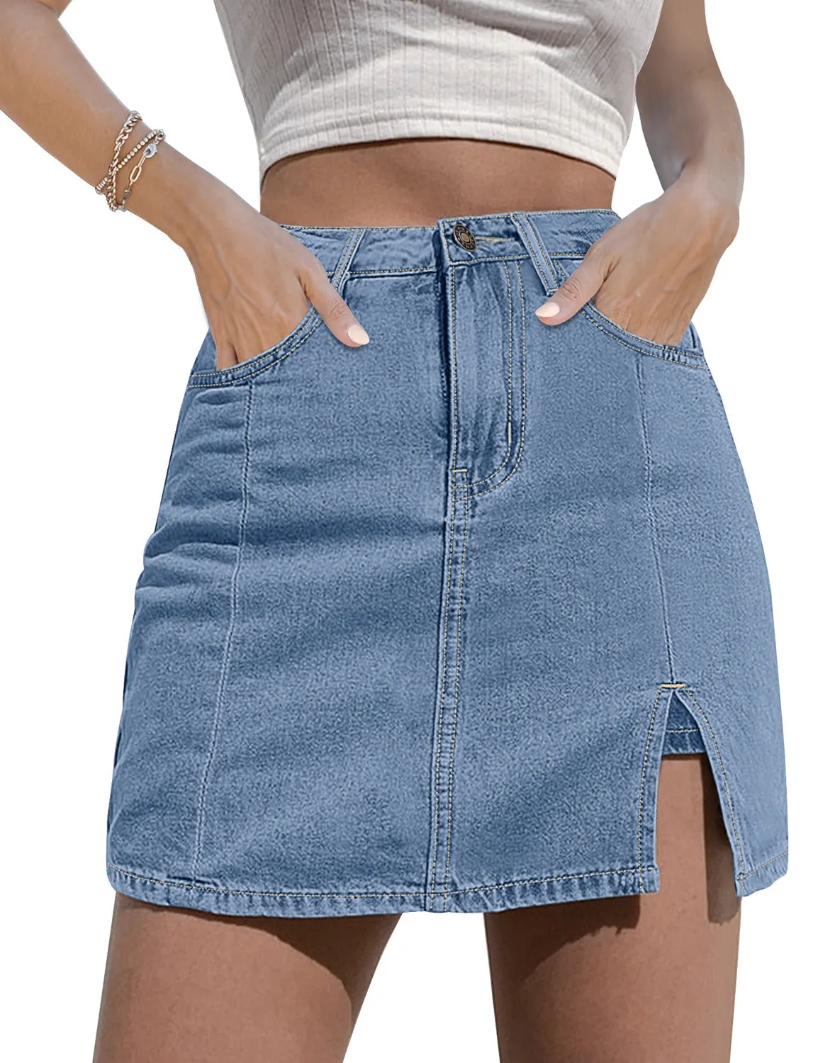 Women's Casual Denim Skirt High Waist Casual Mini Skirts