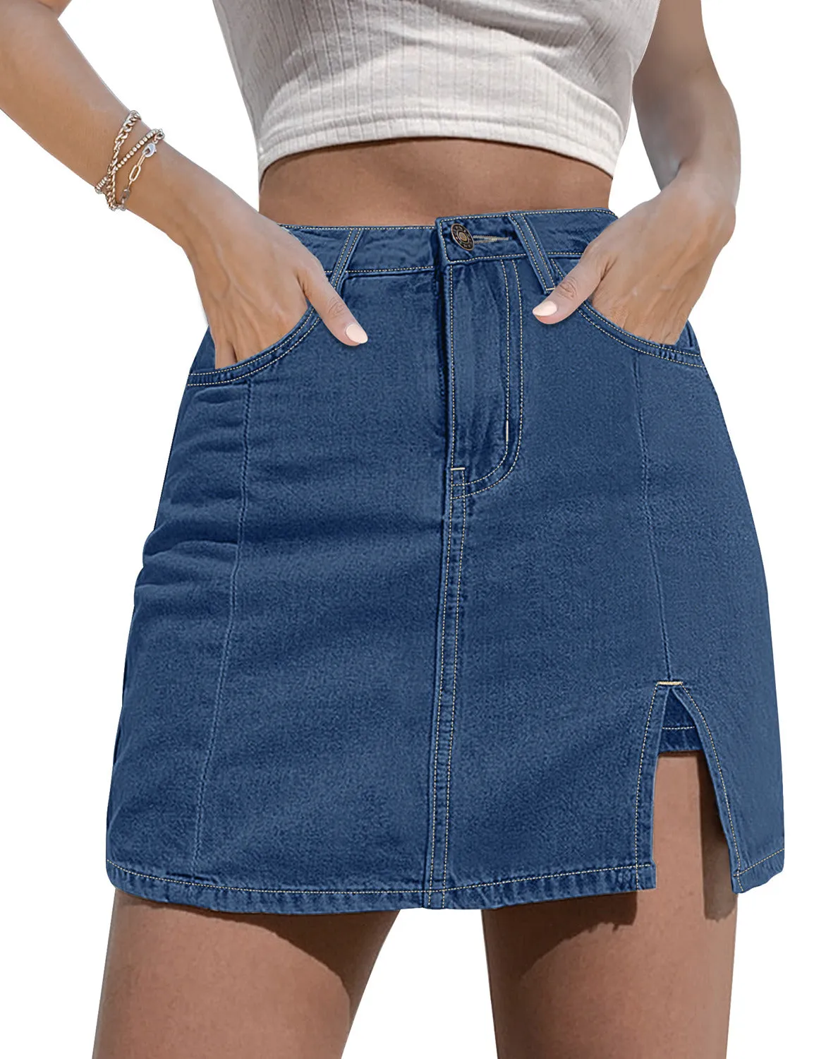 Women's Casual Denim Skirt High Waist Casual Mini Skirts