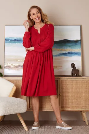 Zari Linen Dress - Red